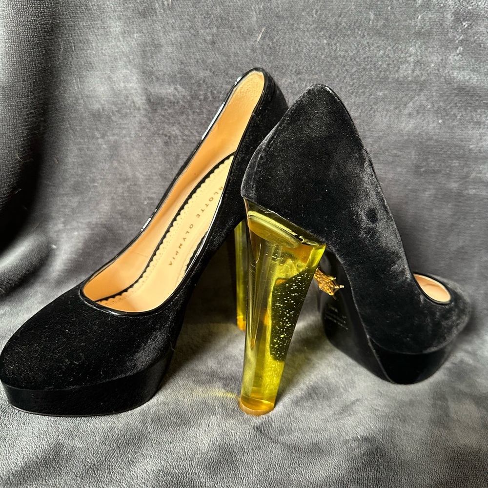 Charlotte Olympia Black and Gold Heels with Modern Elegance